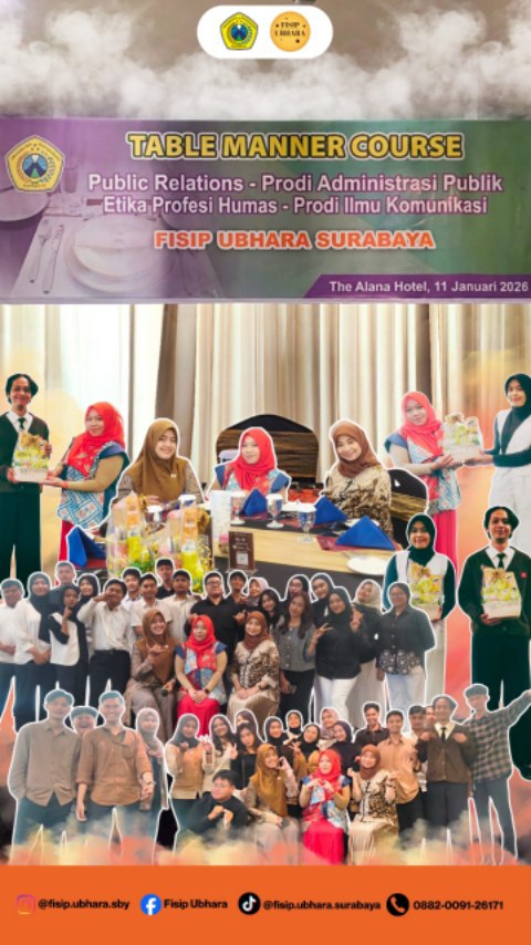 FISIP Ubhara Surabaya Gelar Table Manner sebagai Implementasi Pembelajaran Public Relations dan Etika Profesi Humas