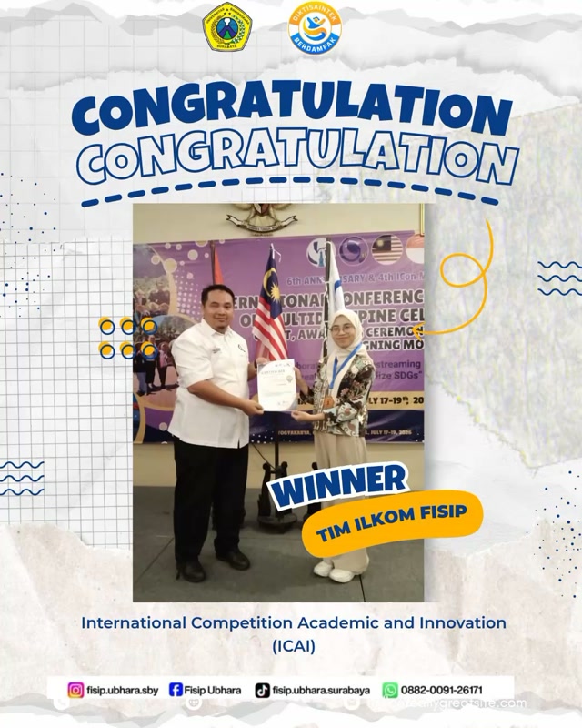 MAHASISWA ILMU KOMUNIKASI UBHARA SURABAYA RAIH PRESTASI DI ICAI 2026!