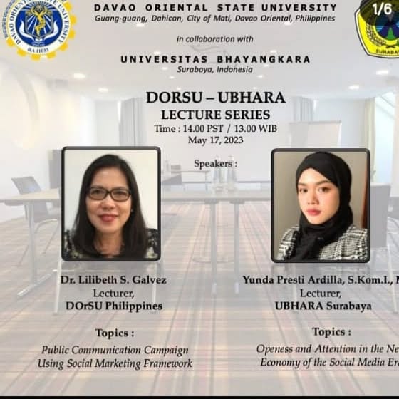 UBHARA Surabaya dan DOrSU Philippines Gelar Lecture Series Internasional