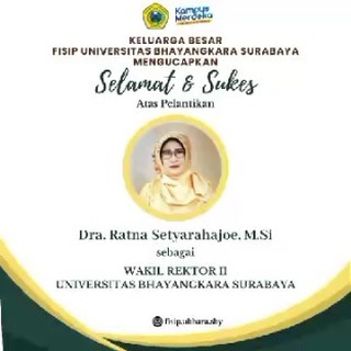 Selamat atas Pelantikan Dra. Ratna Setyarahajoe sebagai Wakil Rektor II Universitas Bhayangkara Surabaya