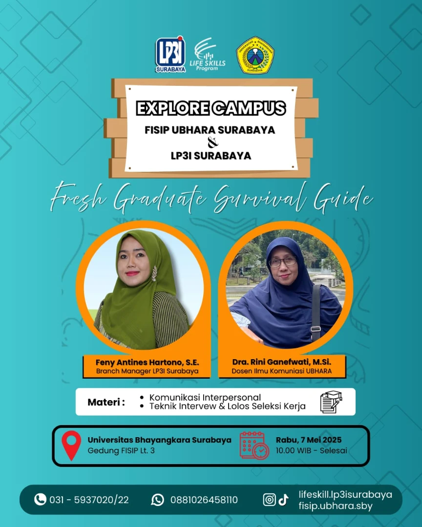 FISIP UBHARA Surabaya Gelar Fresh Graduate Survival Guide Bersama LP3I Surabaya