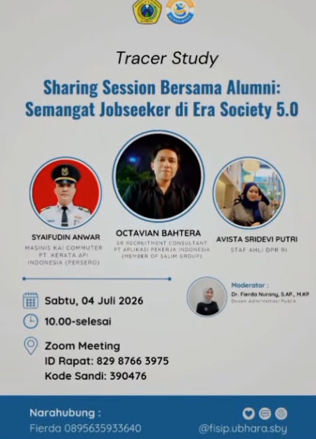 Tracer Study 2026 | Sharing Session Bersama Alumni "Semangat Jobseeker di Era Society 5.0" Belajar dari pengalaman alumni, mempersiapkan diri untuk masa depan.