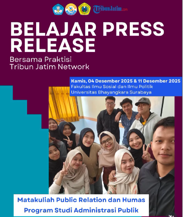 Mahasiswa Administrasi Publik FISIP UBHARA Surabaya Ikuti Kegiatan “Belajar Press Release” Bersama Praktisi Tribun Jatim Network